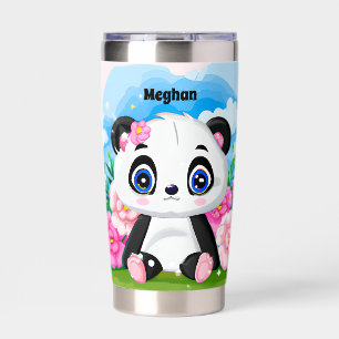 Cute girls panda bear lovers add name insulated tumbler