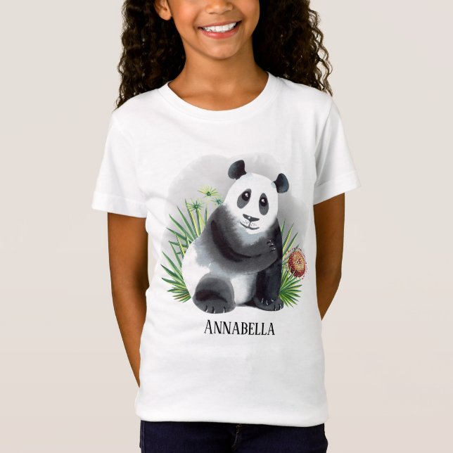 cute girls panda bear lovers add or delete name T-Shirt (Front)