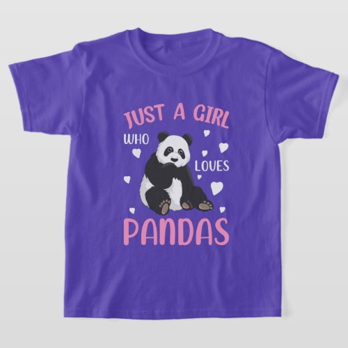 cute girls panda bear lovers word art  T_Shirt