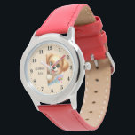 Cute girls peeking puppy add name watch<br><div class="desc">Cute girls peeking puppy add name Watch</div>
