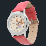Cute girls peeking puppy add name watch<br><div class="desc">Cute girls peeking puppy add name Watch</div>