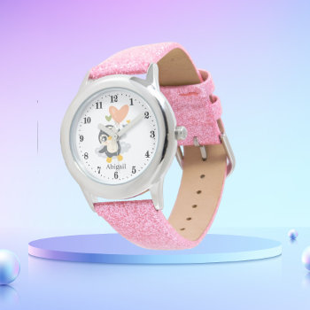 Cute Girls Penguin Lovers Add Name  Watch by DoodlesGifts at Zazzle