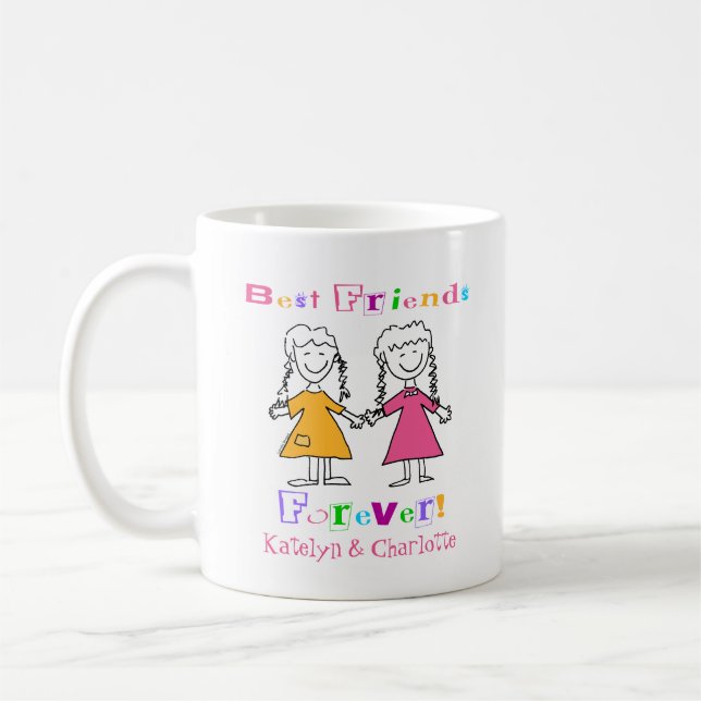 Cute Girls Personalized Best Friends Forever Coffee Mug (Left)