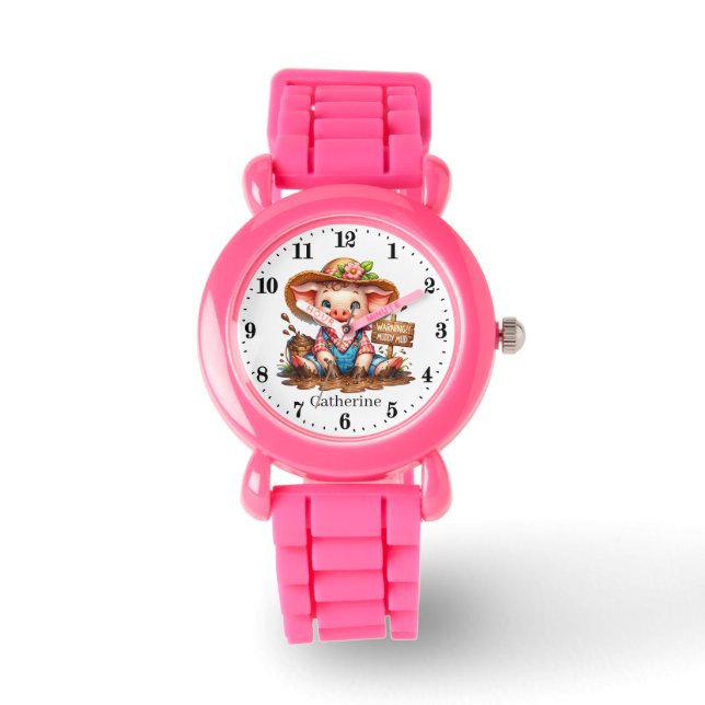 Cute girls pig watch add name (Front)