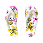 Cute Girl&#39;s Pink Bumble Bee Flower Kid&#39;s Flip Flops at Zazzle