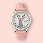Cute Girls Pink Bunny Rabbit Animal Kids Floral Watch