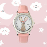 Cute Girls Pink Bunny Rabbit Animal Kids Floral Watch<br><div class="desc">Cute,  girls,  floral,  bunny rabbit,  woodland animal watercolor watch. Girly,  Perfect for kids. Personalize it with your child's name.</div>