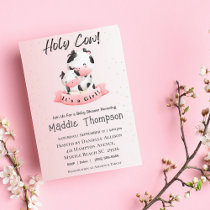 Cute Girls Pink Cow Mom and Baby Shower     Invitation