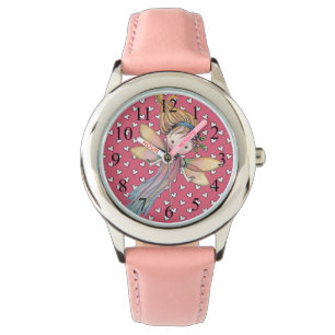 Cute Girls Pink Fairy and Hearts Watch