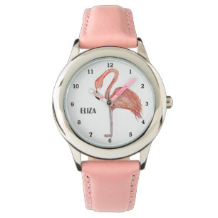 Cute Girls Pink Flamingo Tropical Bird Kids Watch