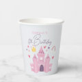 Cute Girls Pink Princess Palace Kids 6th Birthday Paper Cups | Zazzle