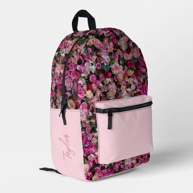 Cute Girl's Pink Rose Personalized Printed Backpack (Creator Uploaded)