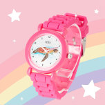 Cute Girls Pink Sea Turtle Animal Kids  Watch<br><div class="desc">Cute,  girls,  floral,  sea turtle,  animal watercolor watch. Girly,  Perfect for kids. Personalize it with your child's name.</div>