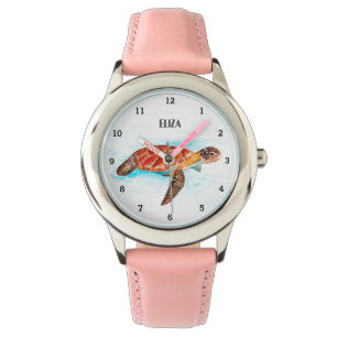 Cute Girls Pink Sea Turtle Animal Kids Watch