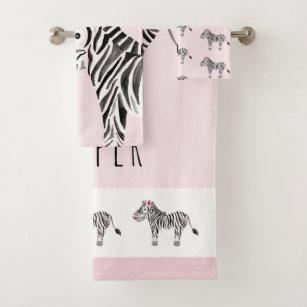 Animal Print Zebra in Winter Brown and Beige Hand & Bath Towel by