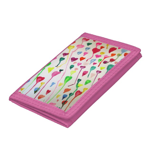 Cute girls pink watercolour hearts wallet (Bottom)