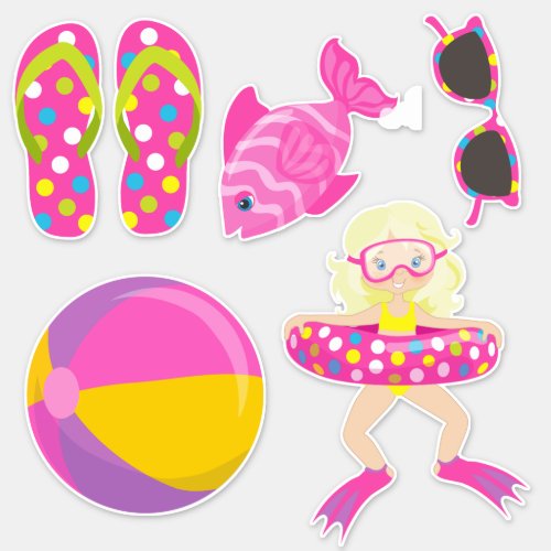 Cute Girls Pool Party Two Sticker