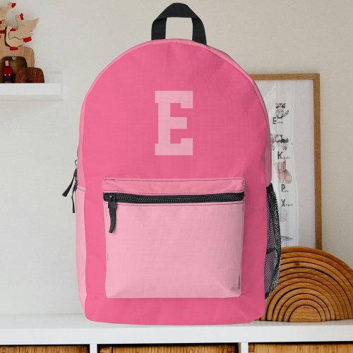 Cute Girls Pretty Pink Monogram Printed Backpack