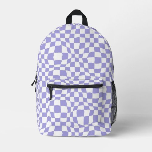 Cute Girls Purple Checker Print Printed Backpack