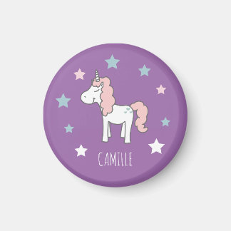 Cute Girls Purple Magical Unicorn Magnet