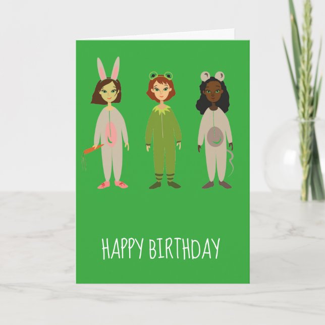 Cute girls pyjama friends birthday theme card (Front)