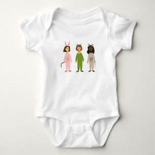 Cute girls pyjama friends theme baby bodysuit