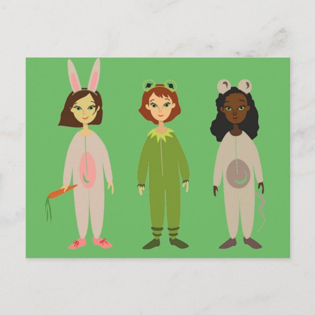 Cute girls pyjama friends theme postcard (Front)