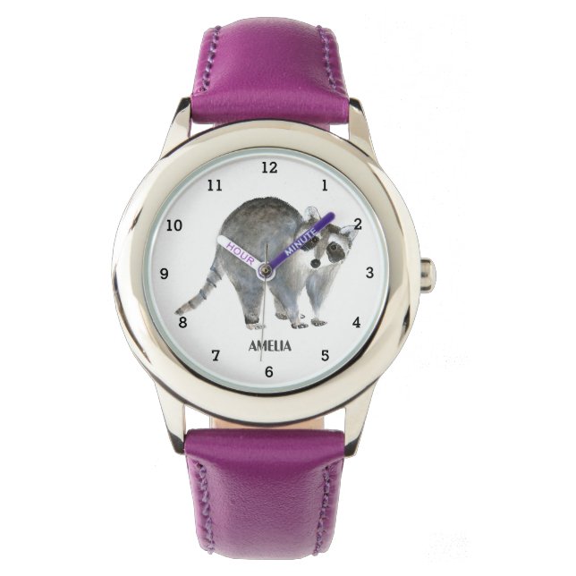 Cute Girls Raccoon Animal Kids Wildlife Woodland Watch (Front)