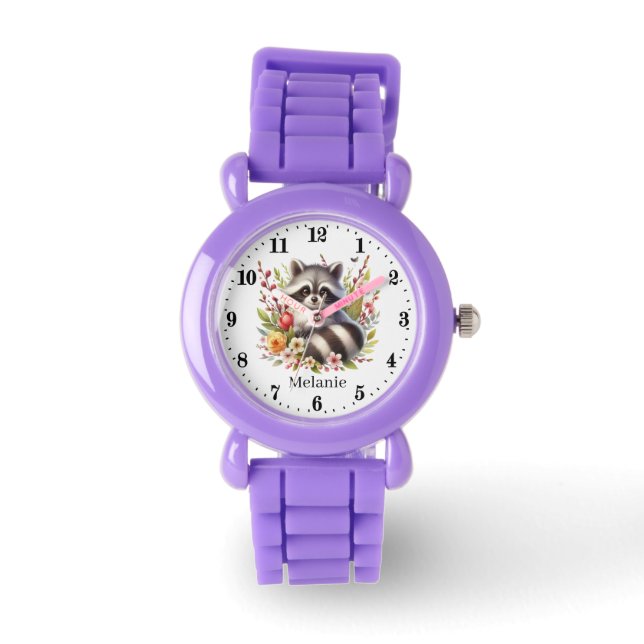 Cute girls raccoon lovers add name  watch (Front)