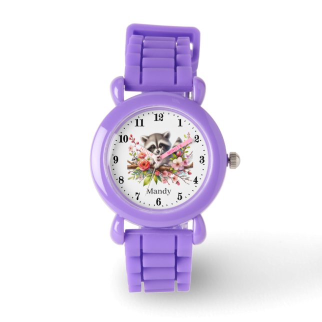 Cute girls raccoon lovers add name  watch (Front)