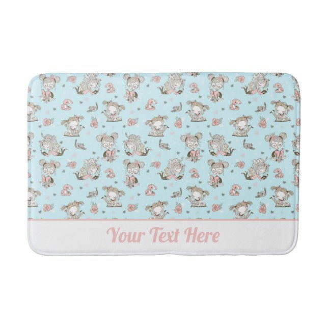 Cute Girls Reading Books Gift Ideas Bath Mat (Front)