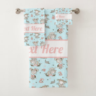 Cute Girls Reading Books Gift Ideas Bath Towel Set