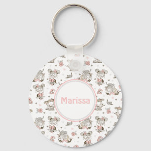 Cute Girls Reading Books Gift Ideas Keychain