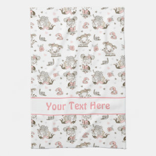 Cute Girls Reading Books Gift Ideas Kitchen Towel