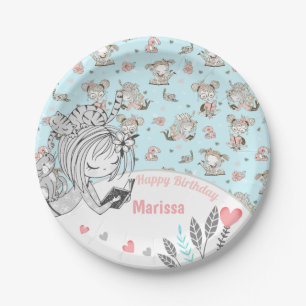 Cute Girls Reading Books Gift Ideas Paper Plates