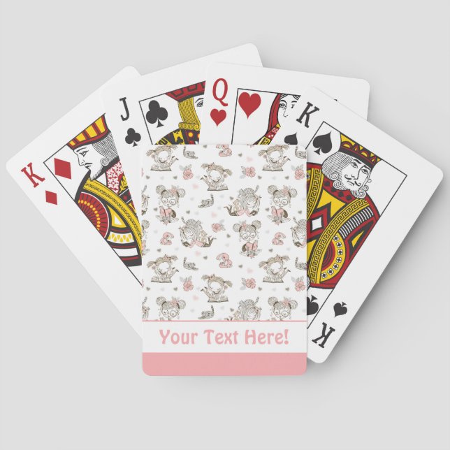 Cute Girls Reading Books Gift Ideas Poker Cards (Back)