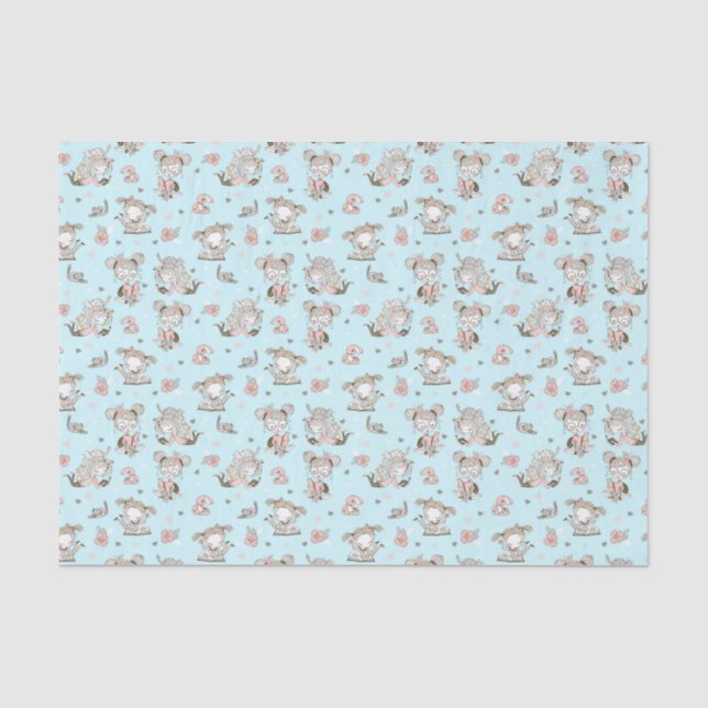 Cute Girls Reading Books Gift Ideas Tissue Paper (Front)