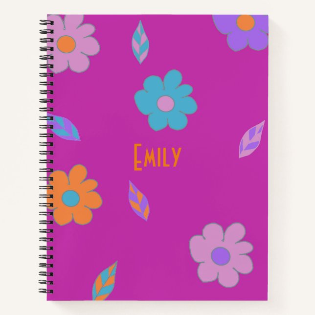 Cute Girls Retro Flower Notebook (Front)