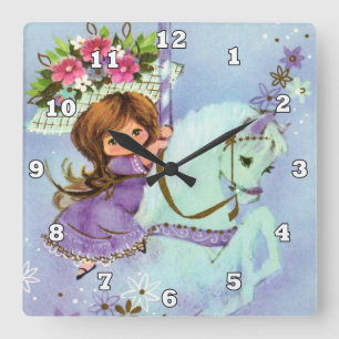Cute girls room carousel horse wall decor clock