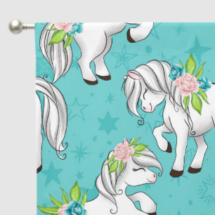 Cute girls room horse lovers tiled blackout curtains