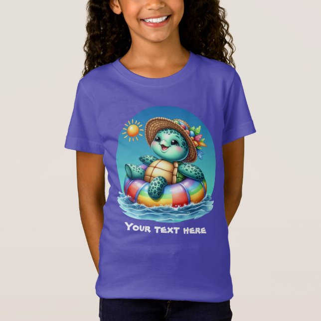 Cute girls sea turtle customizable T-Shirt (Front)