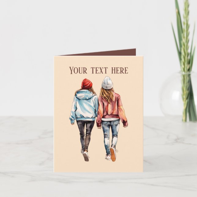 Cute girls Sisters or Friends  Card (Front)