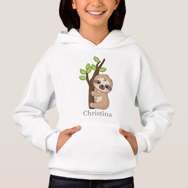 cute girls sloth animal lovers Hoodie (Front)