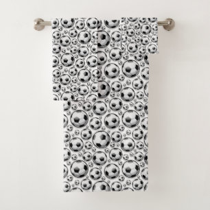 cute girls Soccer lovers tiled sports  Bath Towel Set