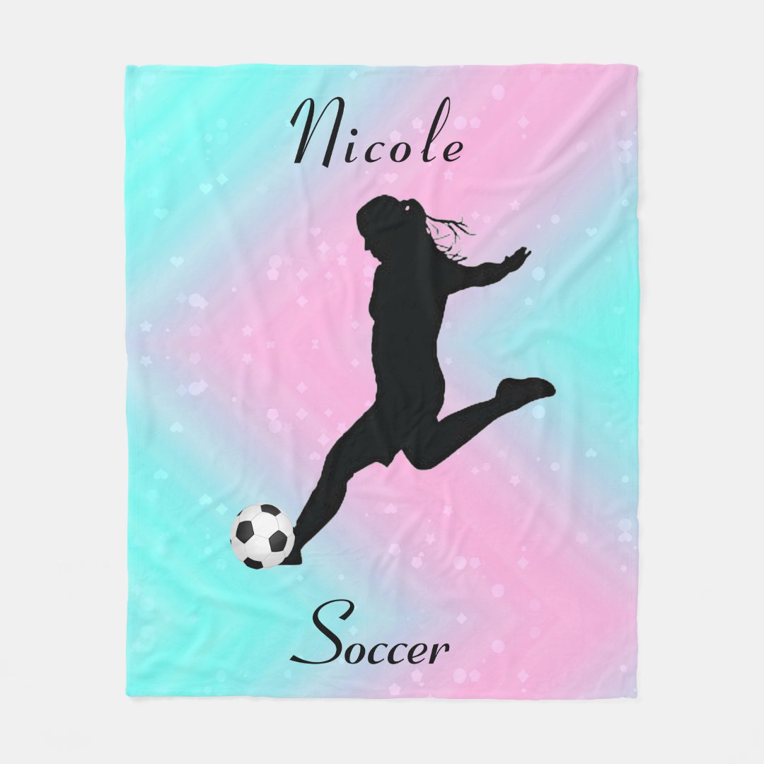 Cute Girls Soccer Personalized Fleece Blanket | Zazzle