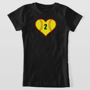 Cute Girls Softball Heart Custom T-Shirt