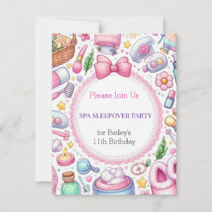 Cute Girls Spa Sleepover Birthday Party Invitation