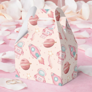 Cute Girls Space Birthday Pink Astronaut Favor Boxes
