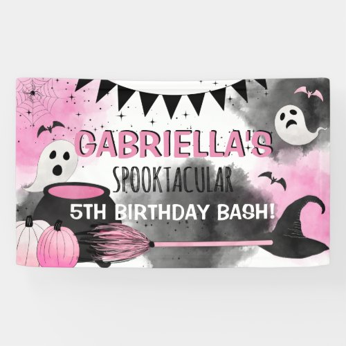 Cute Girls Spooktacular Halloween Birthday Bash Banner