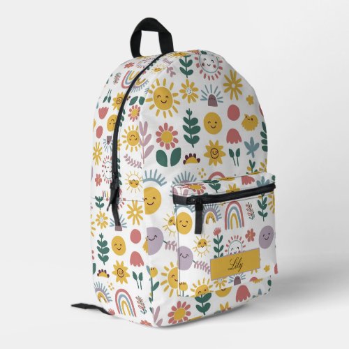 Cute Girls Sun  Flowers Custom Name Printed Backpack